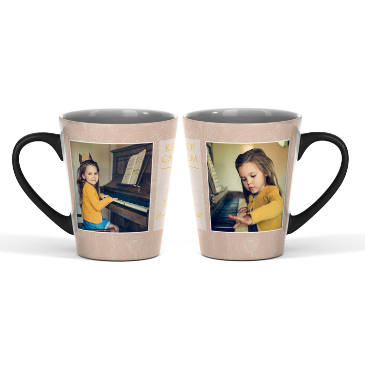 2 Photo Seamless Flowers Text Magic Latte Mug