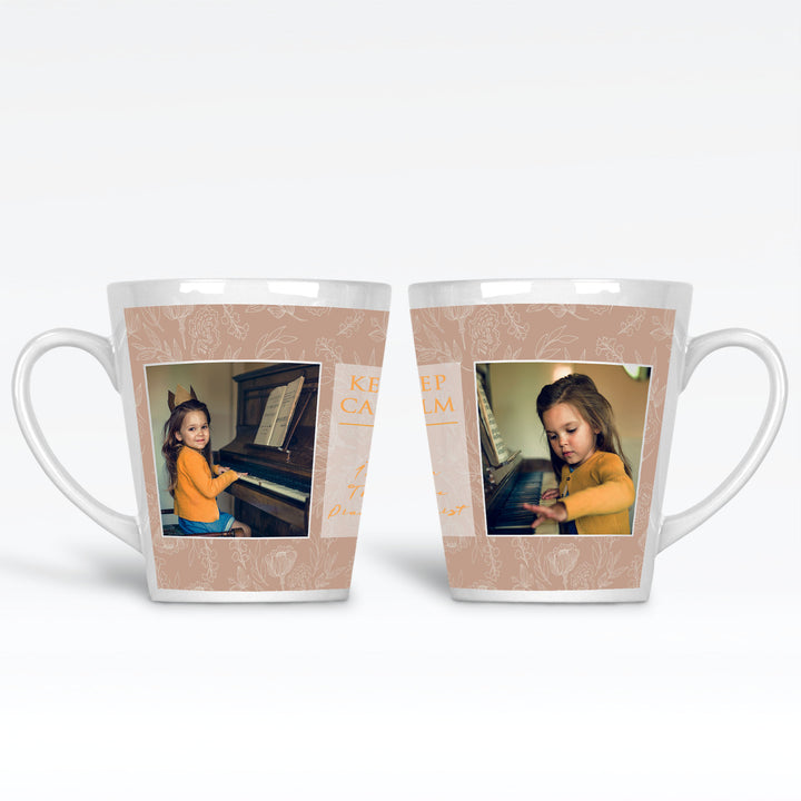 2 Photos And Text Floral Custom Latte Mug