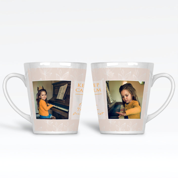 2 Photos And Text Floral Custom Latte Mug