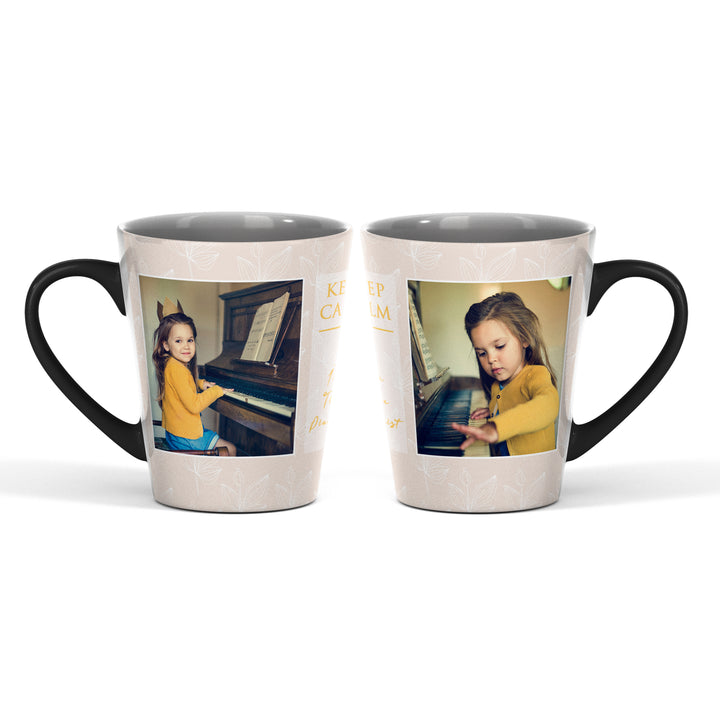 2 Photo Seamless Flowers Text Magic Latte Mug