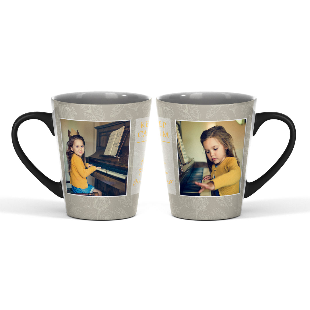 2 Photo Seamless Flowers Text Magic Latte Mug