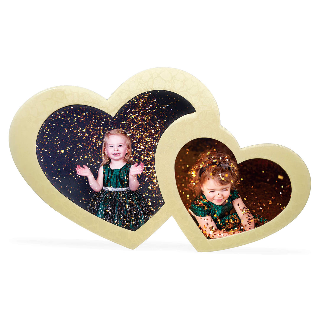 2 heart Glossy Wood Photo Frame