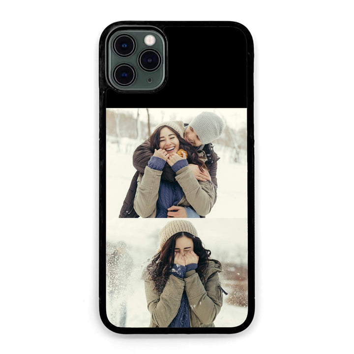 2 Photo Personalised iPhone Black Rubber Case