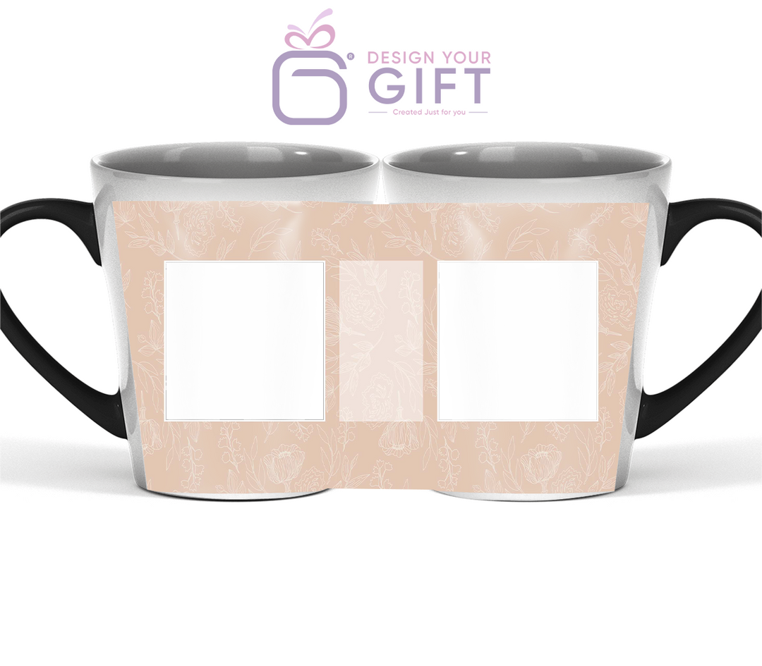 2 Photo Seamless Flowers Text Magic Latte Mug