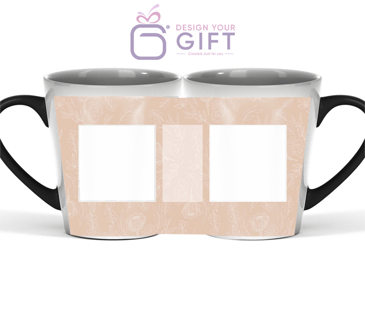 2 Photo Seamless Flowers Text Magic Latte Mug