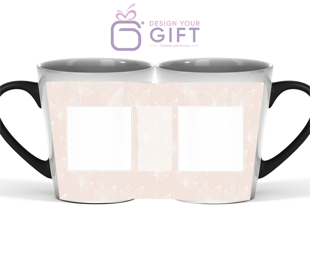 2 Photo Seamless Flowers Text Magic Latte Mug