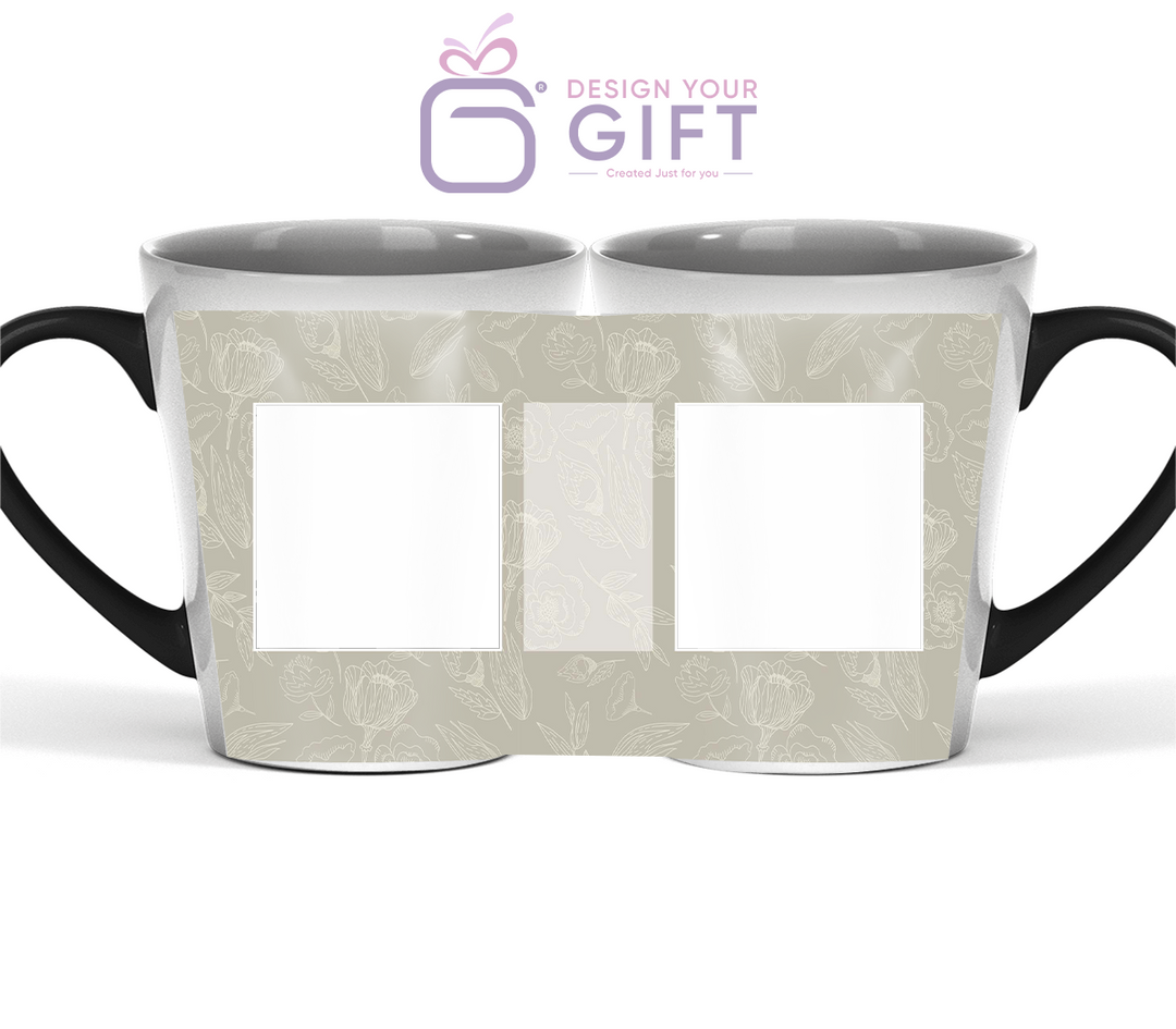 2 Photo Seamless Flowers Text Magic Latte Mug