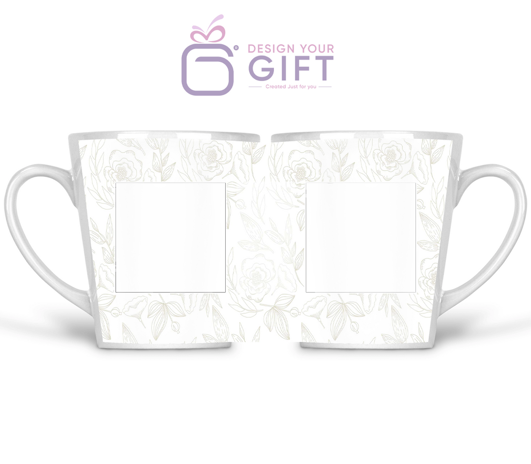 2 Photos And Text Floral Custom Latte Mug