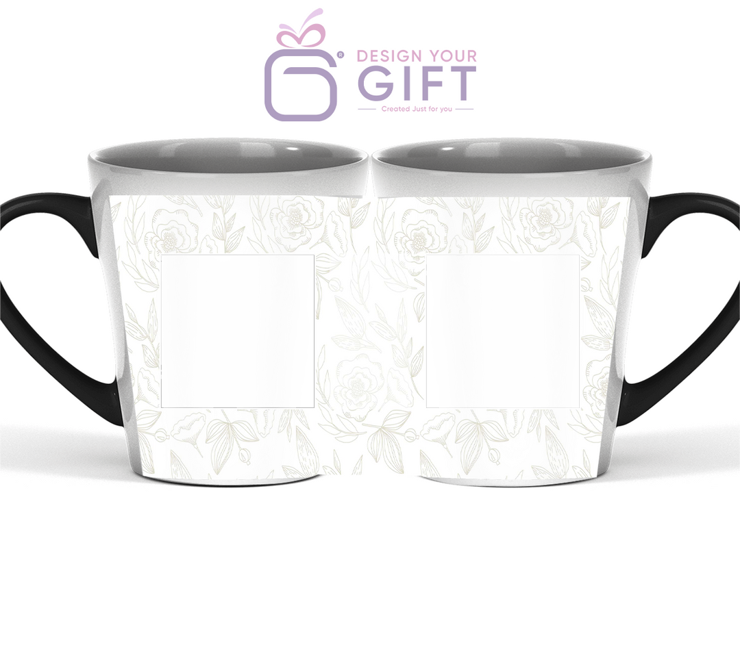 2 Photo Seamless Flowers Text Magic Latte Mug