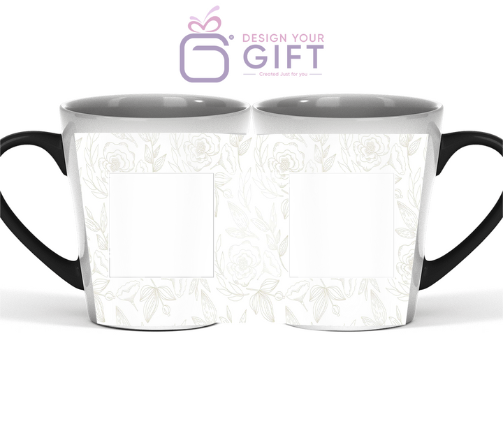 2 Photo Seamless Flowers Text Magic Latte Mug