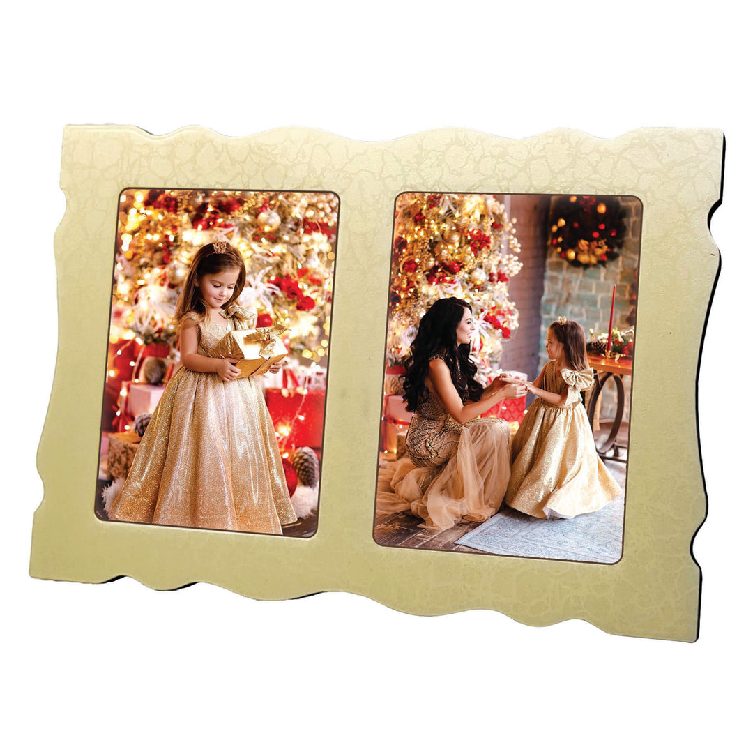 2 photos Glossy Wood Photo Frame