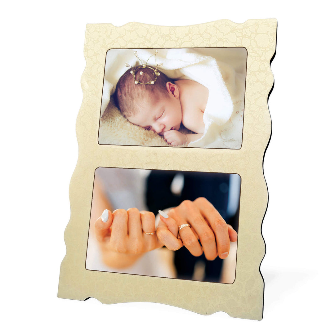 2 photos Glossy Wood Photo Frame