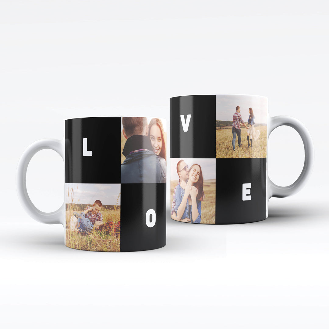 Photo Collage & 4 Text Blocks Mug