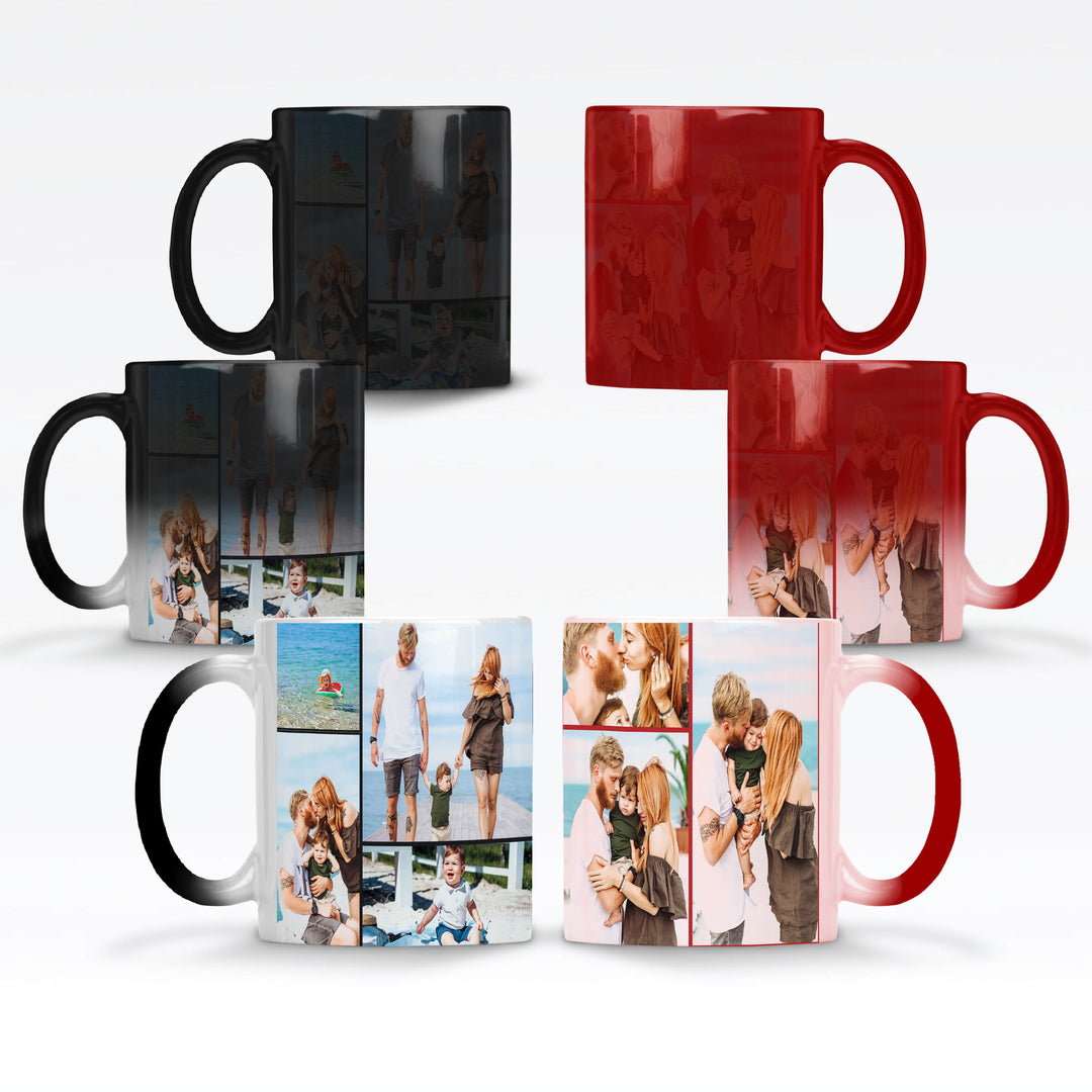 7 Photo Collage Magic Mug Black / Red