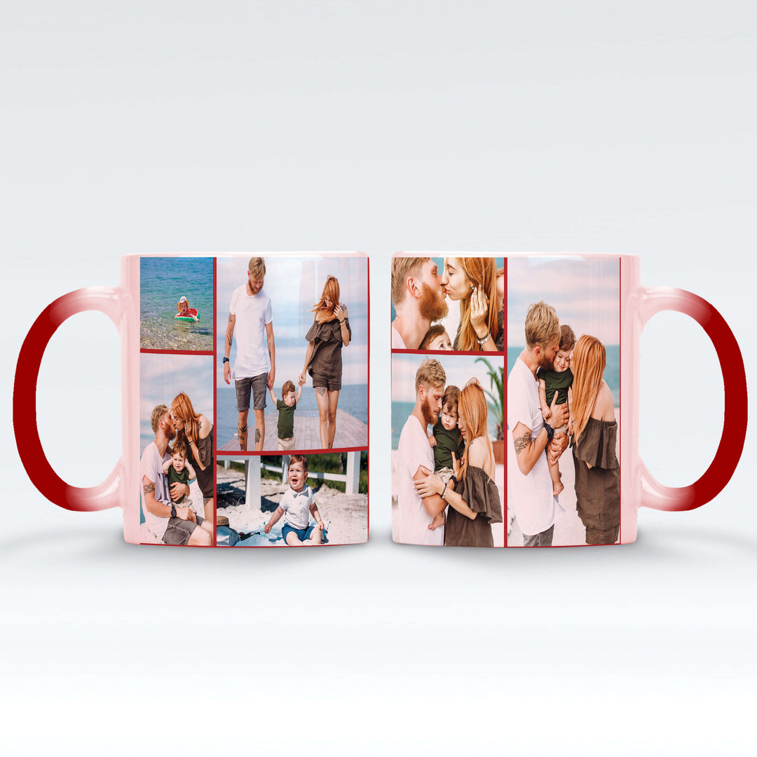 7 Photo Collage Magic Mug Black / Red