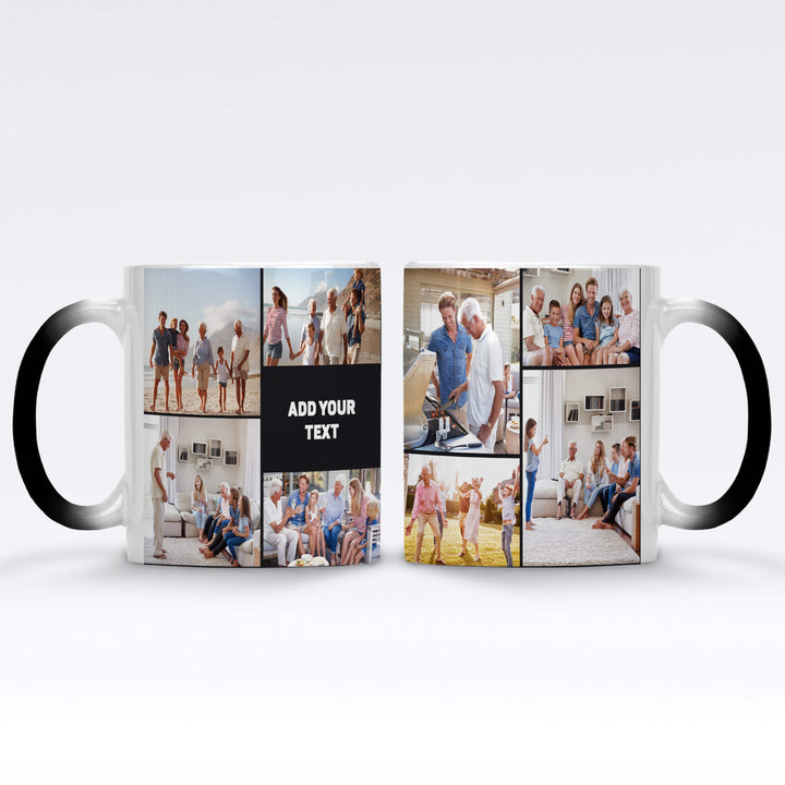 8 Photo Collage & Text Magic Mug Black / Red