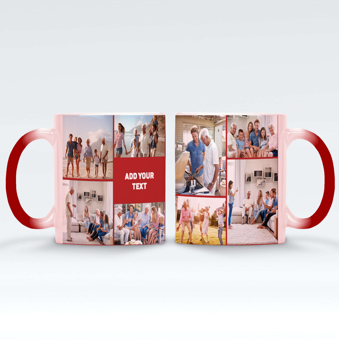 8 Photo Collage & Text Magic Mug Black / Red