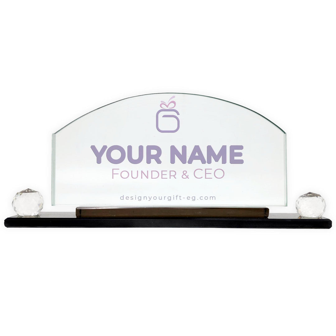 Arch Crystal Desk Name Plate