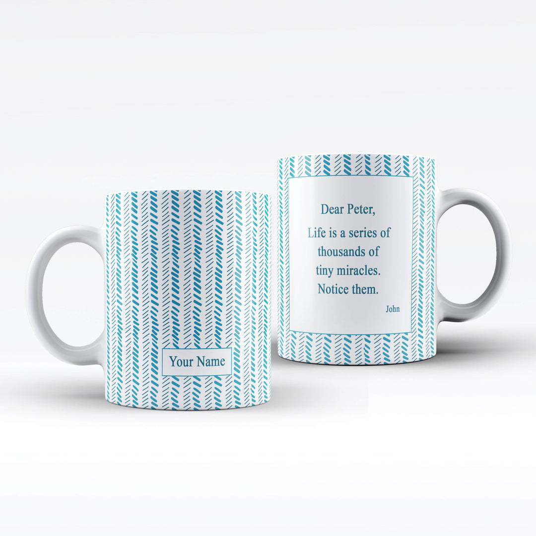 Personalised Blue Chevron Arrow  Name and Text Mug