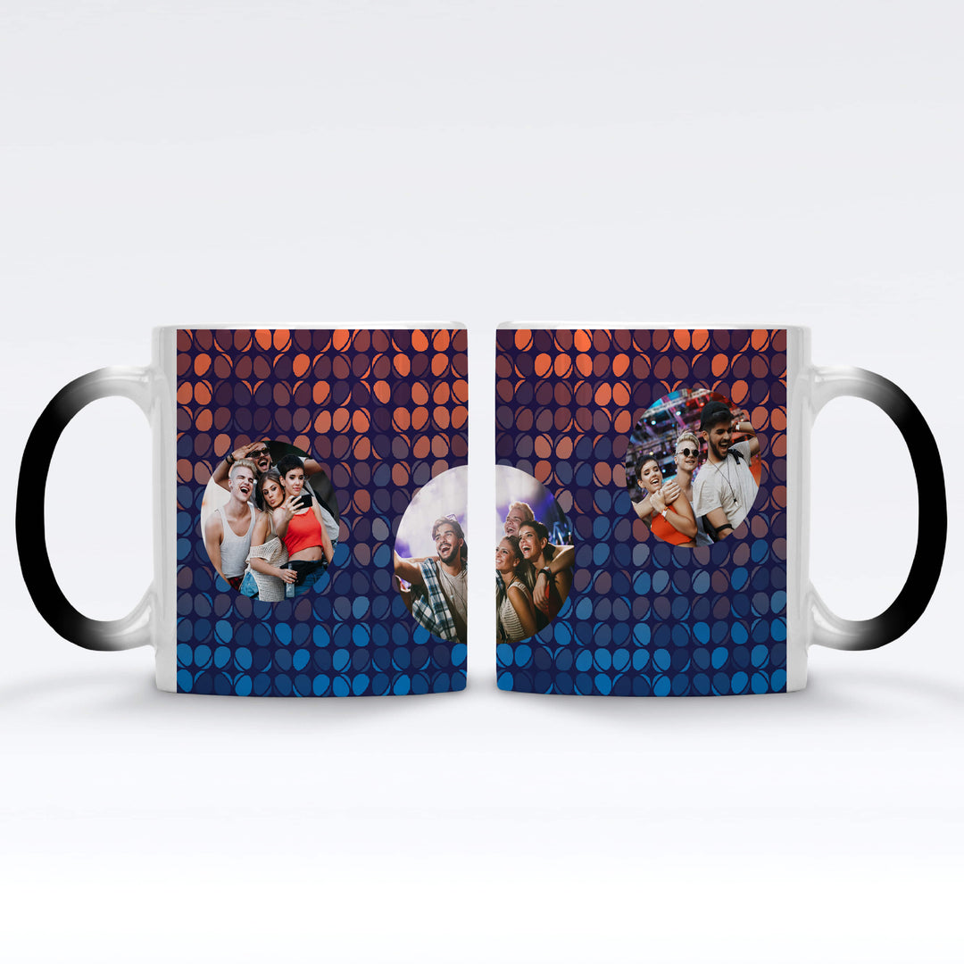 Personalised Disco Bubble Photo Collage Magic Mug Black/Red