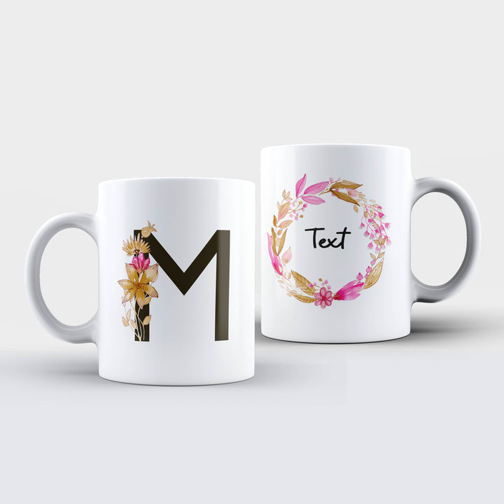 Braided Floral Initial & Text Mug