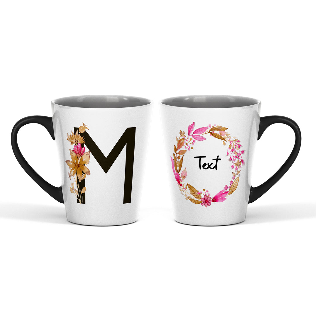 Braided Floral Initial and text magic Latte Mug