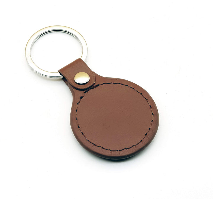 Personalised Round Leather keyring