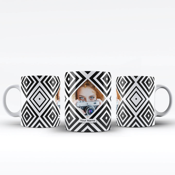 Personalised Diamond Photo & Name Mug