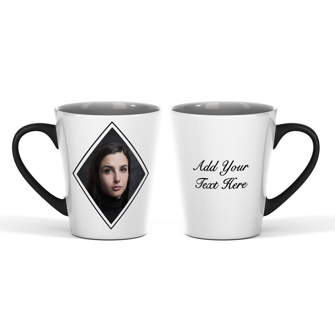 Diamond Shape Photo And Text Magic Latte Mug