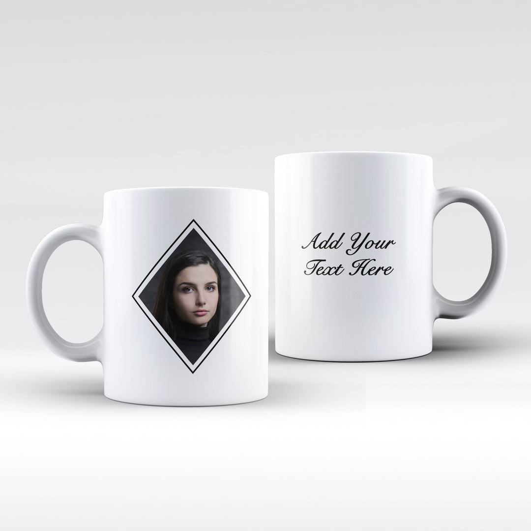 Diamond Shape Photo & Text White Mug