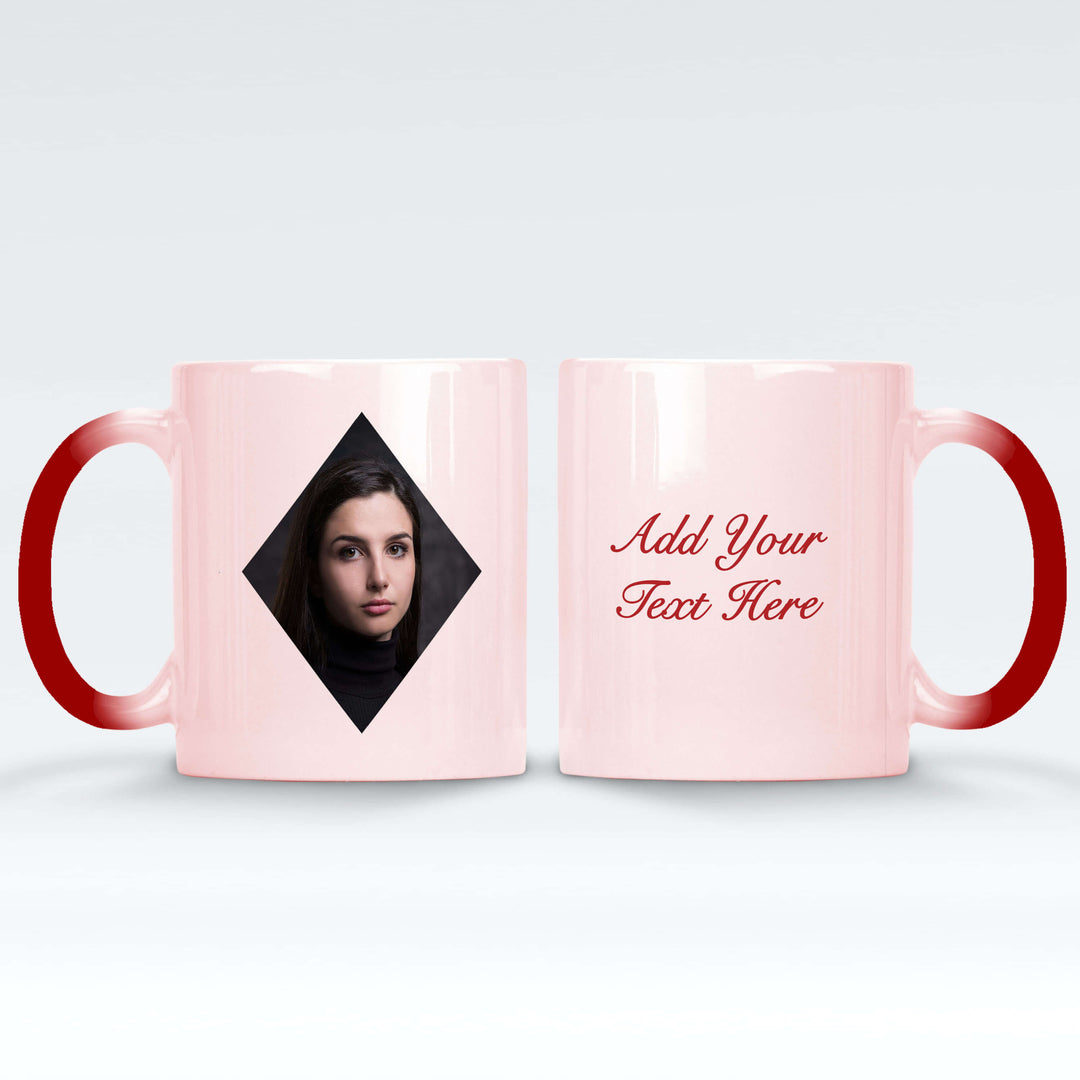 Diamond Shape Photo & Text Red/Black Magic Mugs