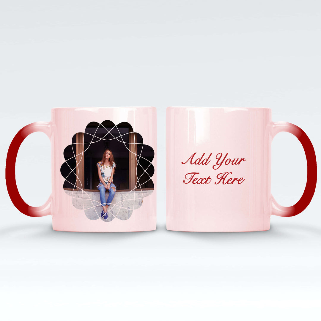 Retro Curves Photo & Text Red/Black magic mugs