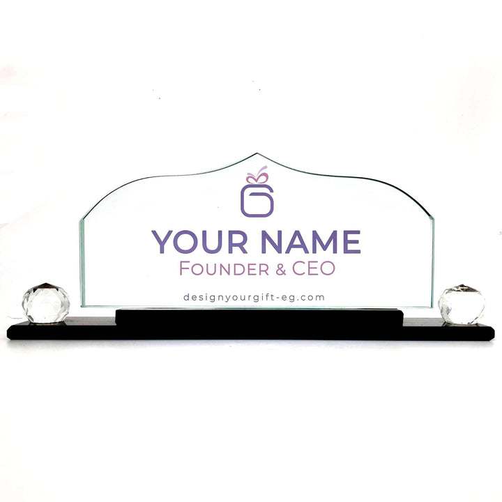 Dome Crystal Desk Name Plate