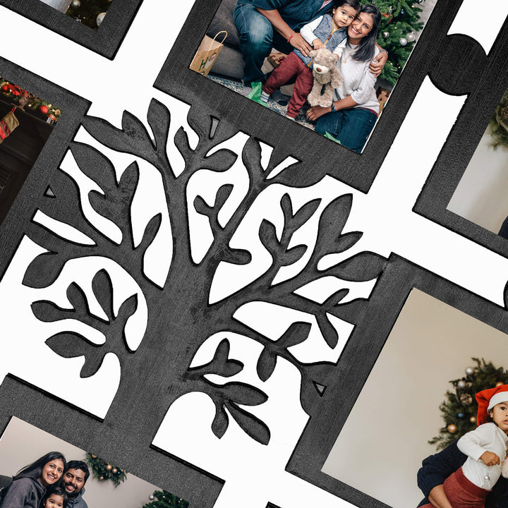 Family Tree 8 Photos Wooden Wall Photo Frame