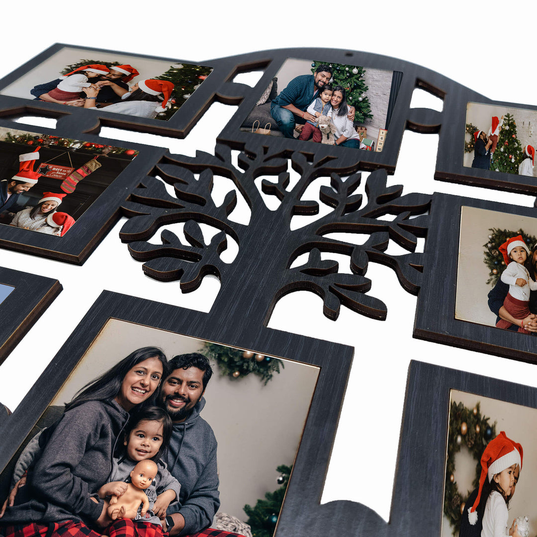 Family Tree 8 Photos Wooden Wall Photo Frame