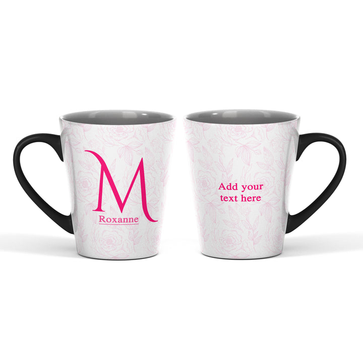 Floral Initial  Name with Message Magic Latte Mug