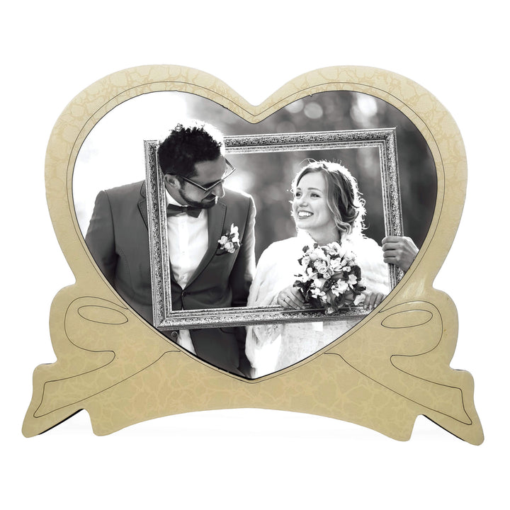 Heart bow Glossy Wood Photo Frame