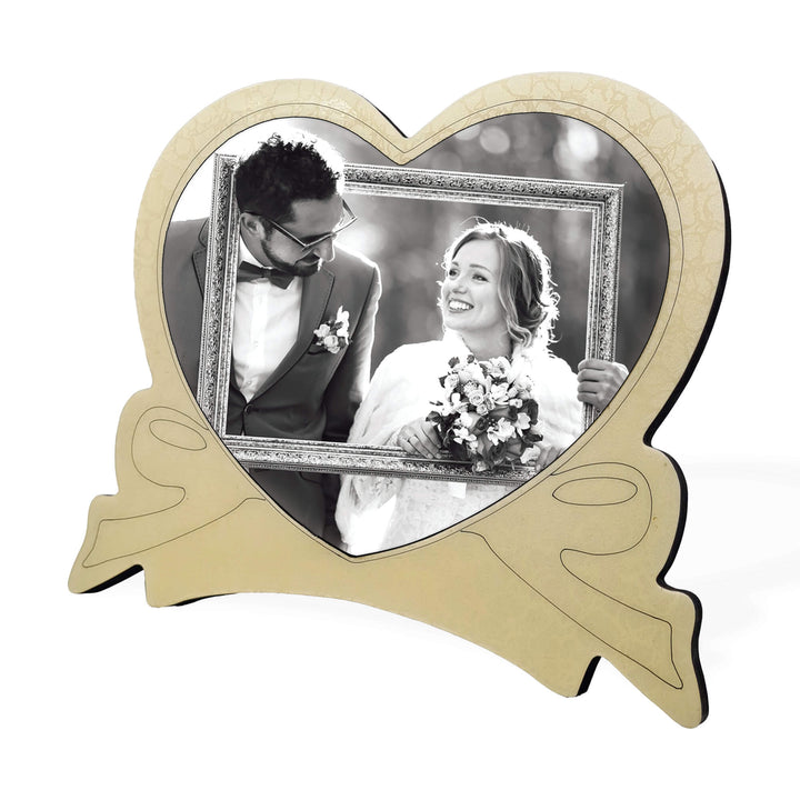 Heart bow Glossy Wood Photo Frame