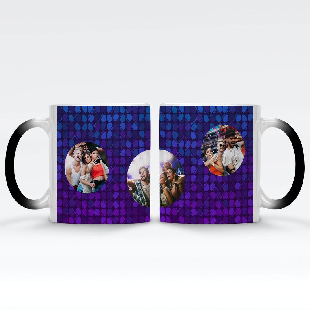 Personalised Disco Bubble Photo Collage Magic Mug Black/Red