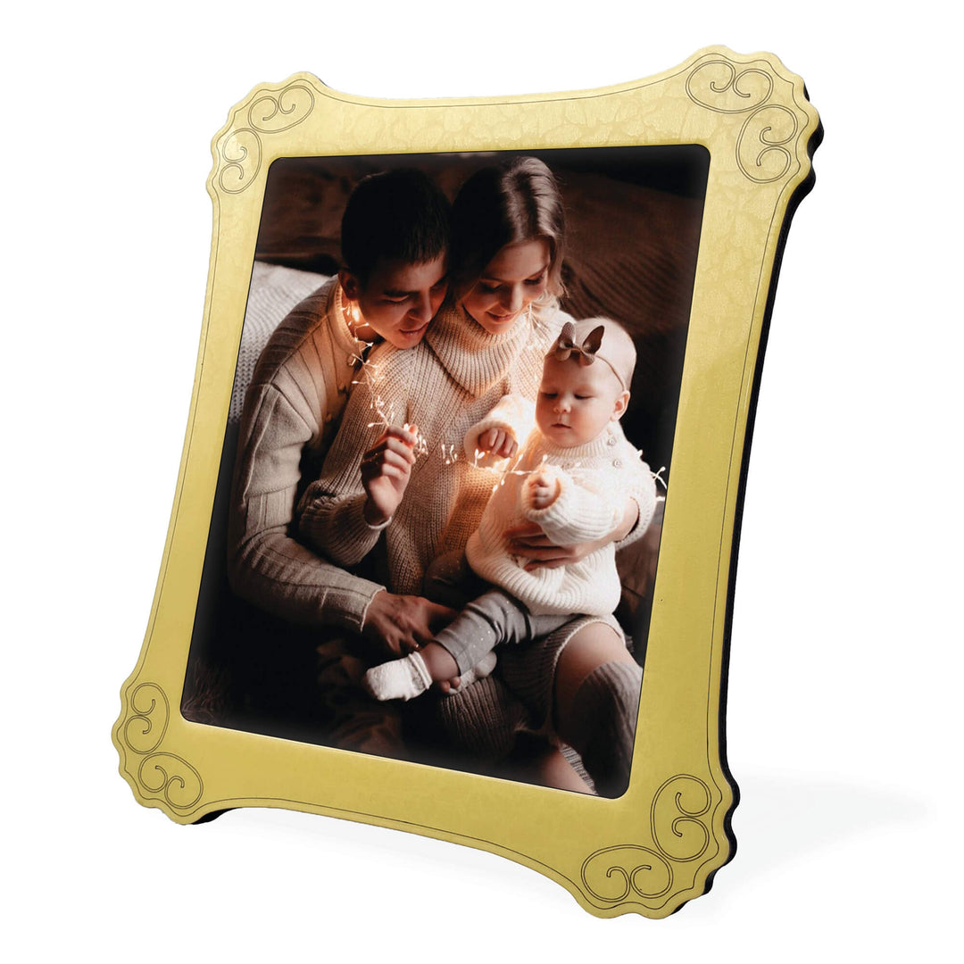 Large Floral edges Glossy Wood Photo Frame