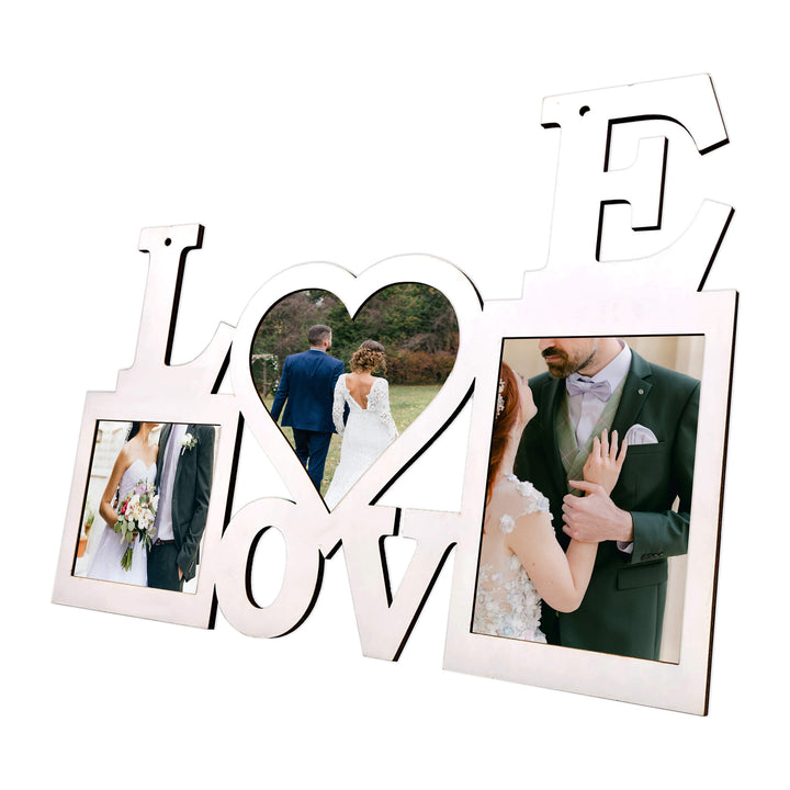 Love 3 Photos Wooden Wall Photo Frame