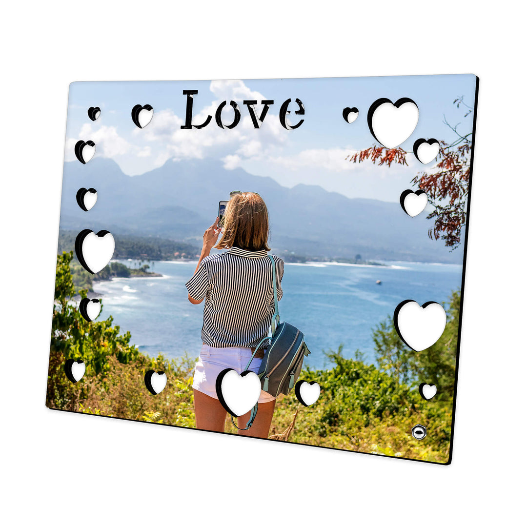 Love Engraved wooden photo Block