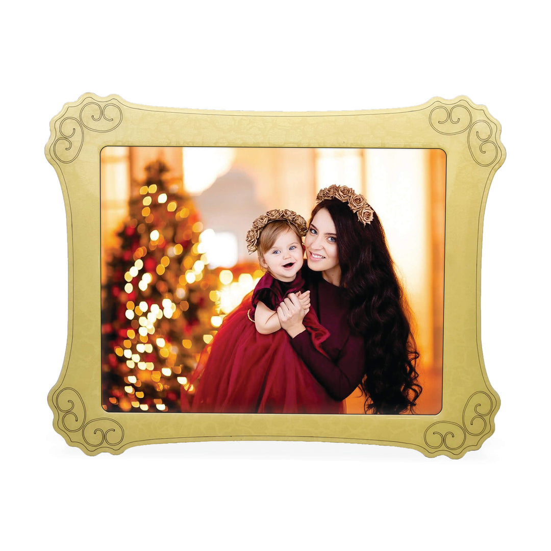 Medium Floral edges Glossy Wood Photo Frame