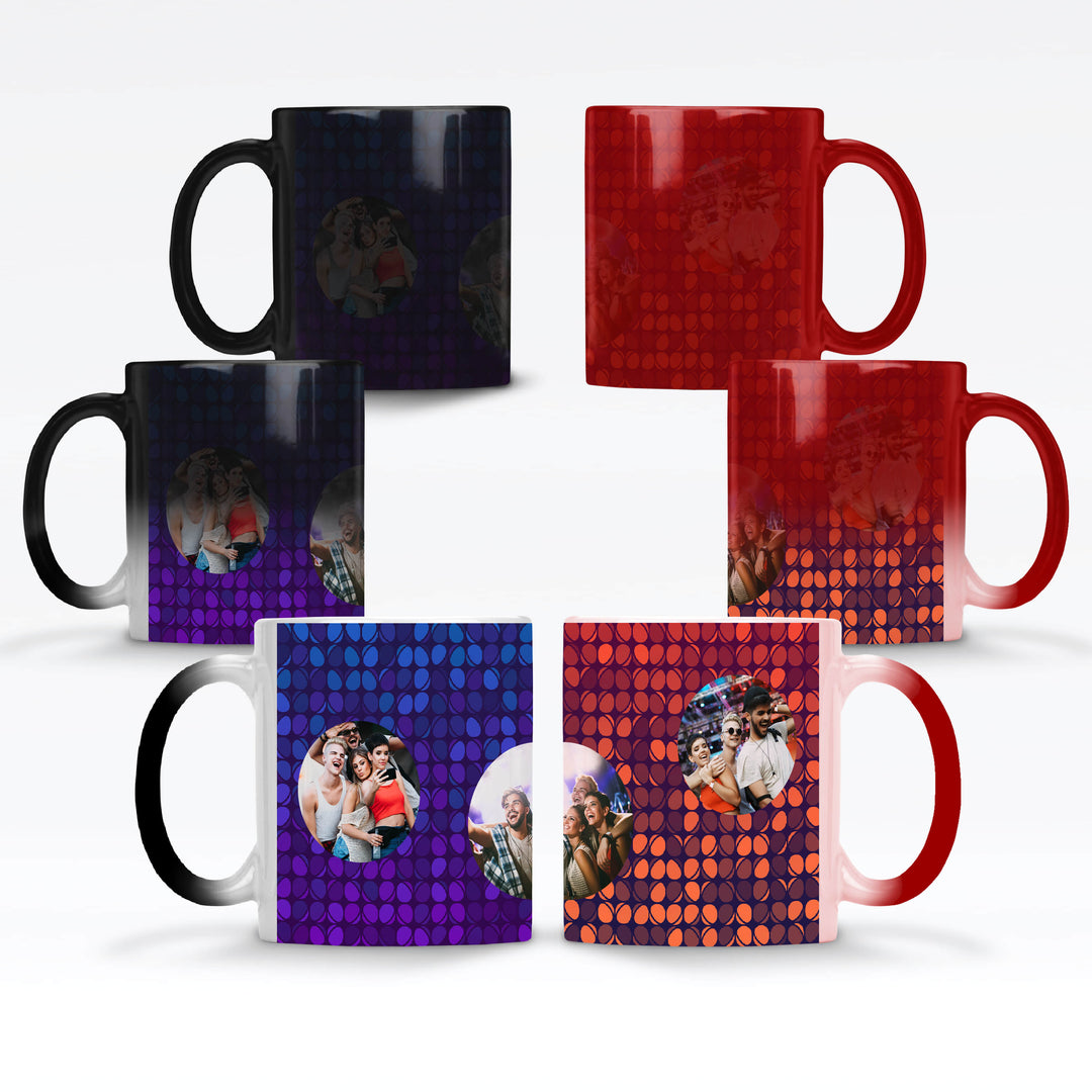 Personalised Disco Bubble Photo Collage Magic Mug Black/Red