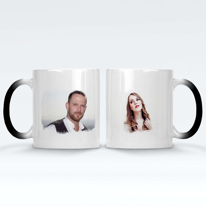 Personalised 2 Photo Brushmark Red/Black Magic Mugs