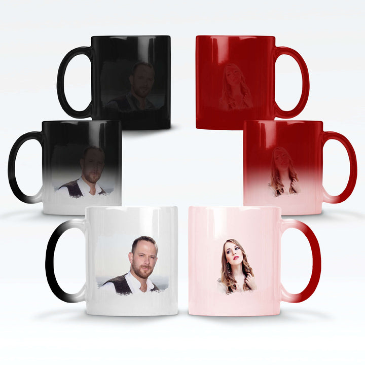 Personalised 2 Photo Brushmark Red/Black Magic Mugs