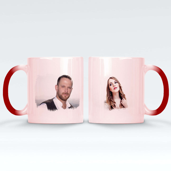 Personalised 2 Photo Brushmark Red/Black Magic Mugs