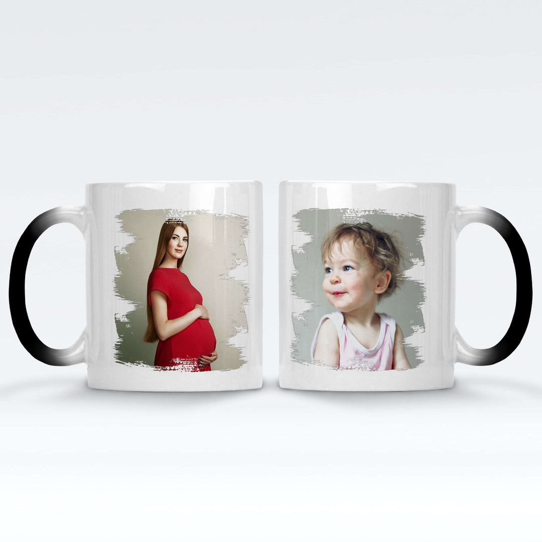 Personalised 2 Photo Brushmark Red/Black Magic Mugs