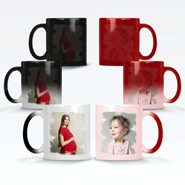 Personalised 2 Photo Brushmark Red/Black Magic Mugs