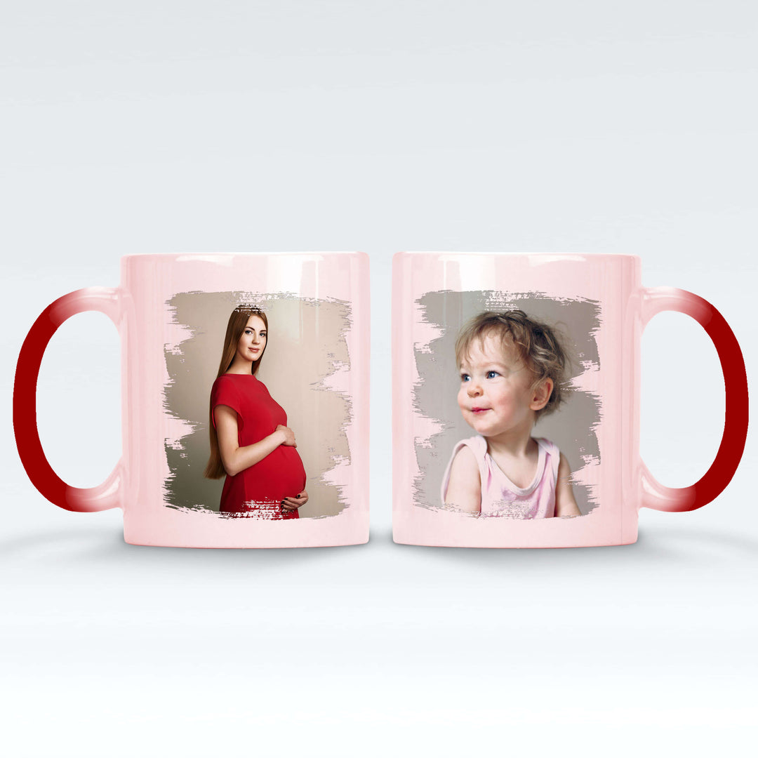 Personalised 2 Photo Brushmark Red/Black Magic Mugs